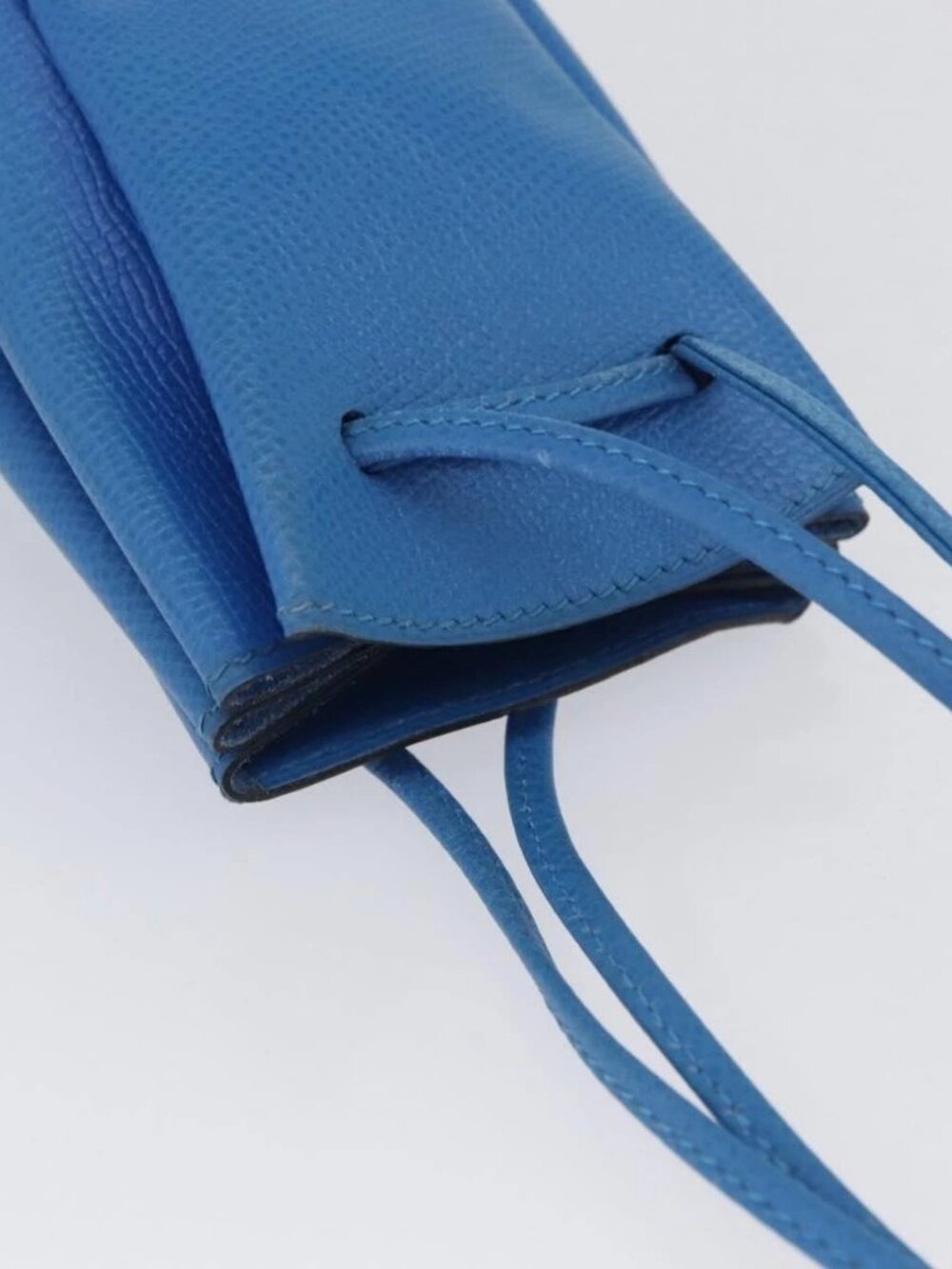 HERMES Vespa Pouch Leather Blue Auth 170911 - Picture 7 of 15